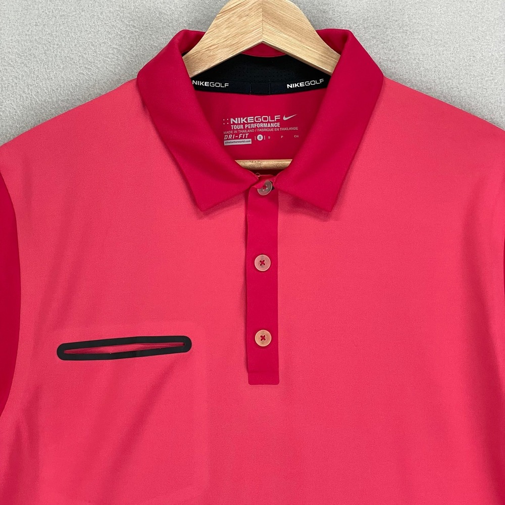 Nike Tour Performance Golf Polo‎ Mens Small Innovation Salmon Pink Athletic Flex